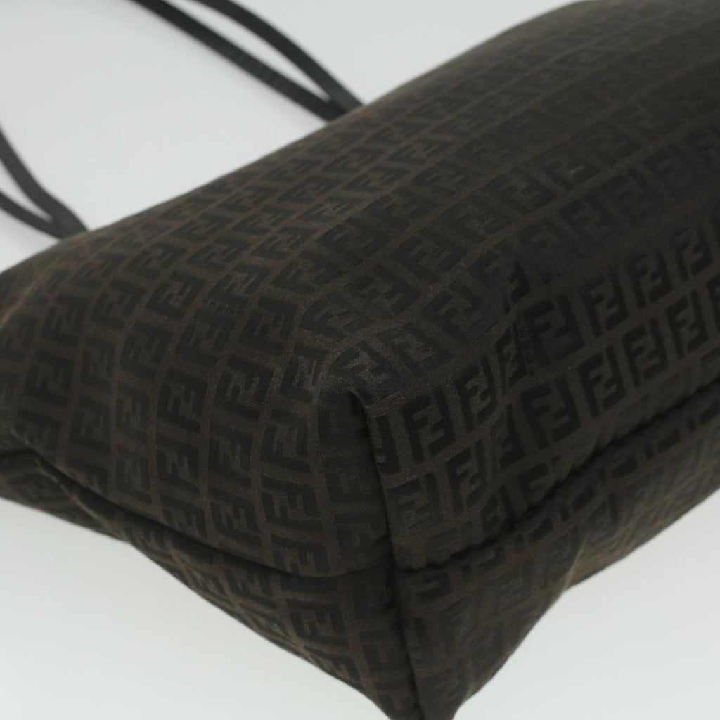 FENDI Zucchino Canvas Tote Bag Dark Brown  am3762