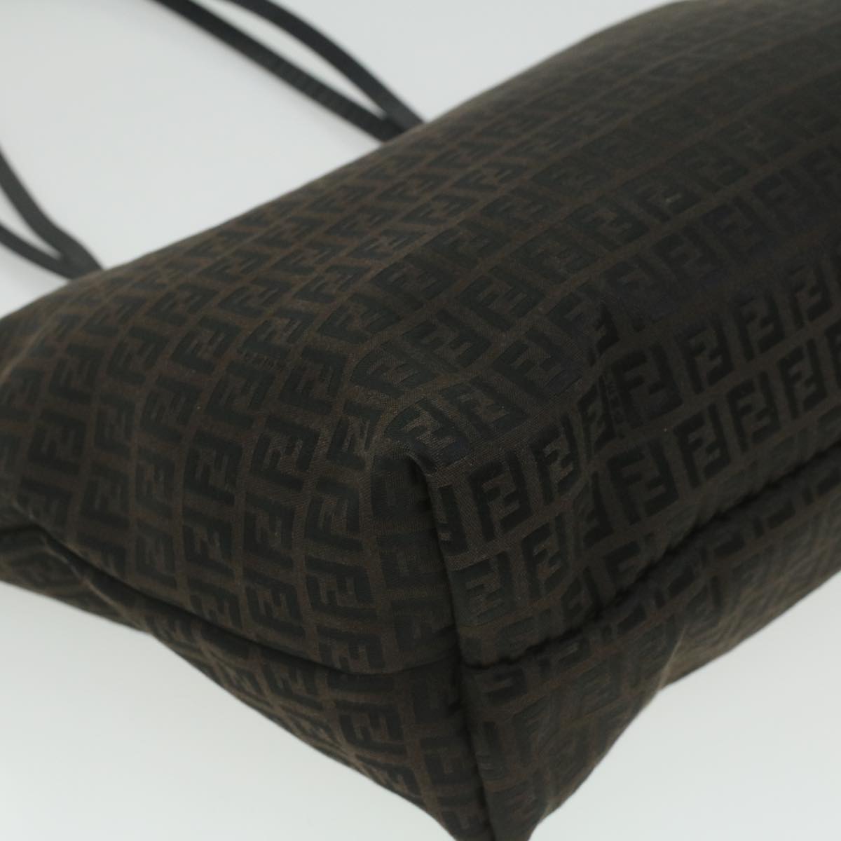 FENDI Zucchino Canvas Tote Bag Dark Brown Auth am3762