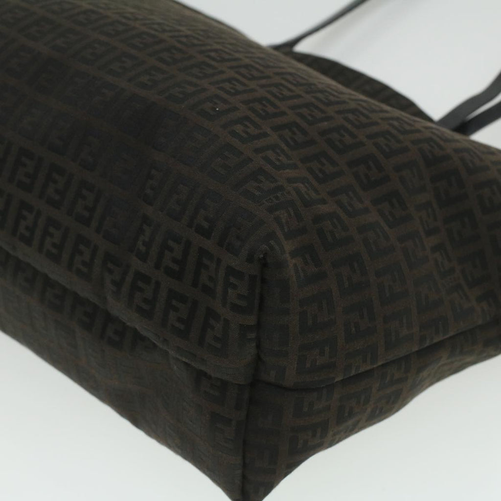 FENDI Zucchino Canvas Tote Bag Dark Brown  am3762