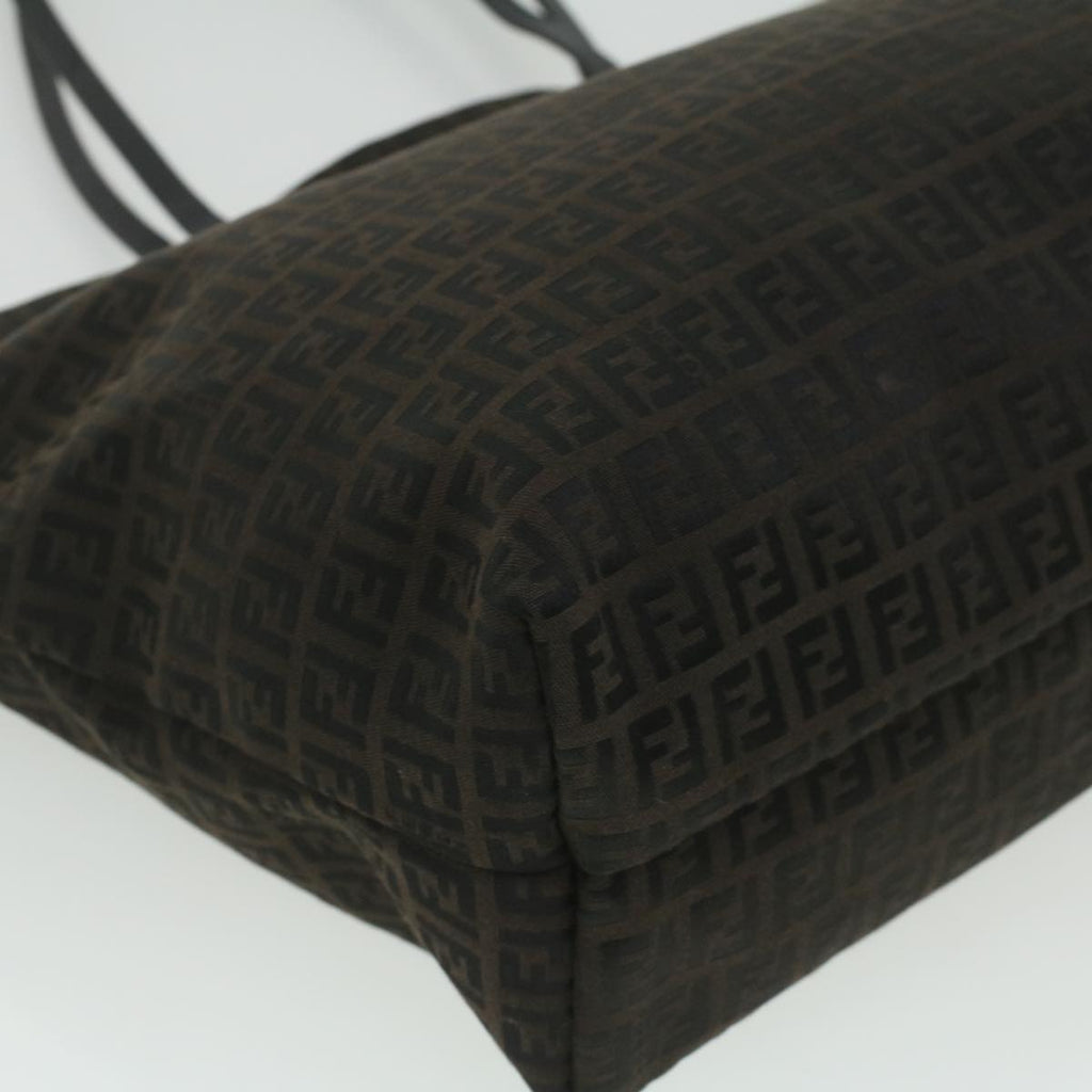 FENDI Zucchino Canvas Tote Bag Dark Brown  am3762