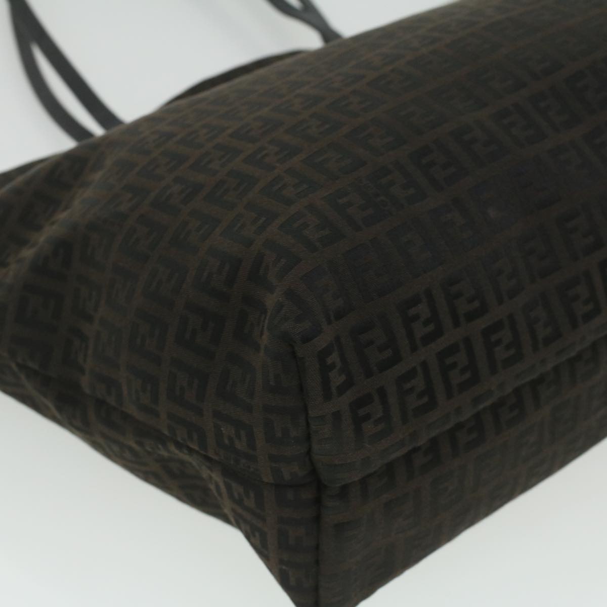 FENDI Zucchino Canvas Tote Bag Dark Brown  am3762