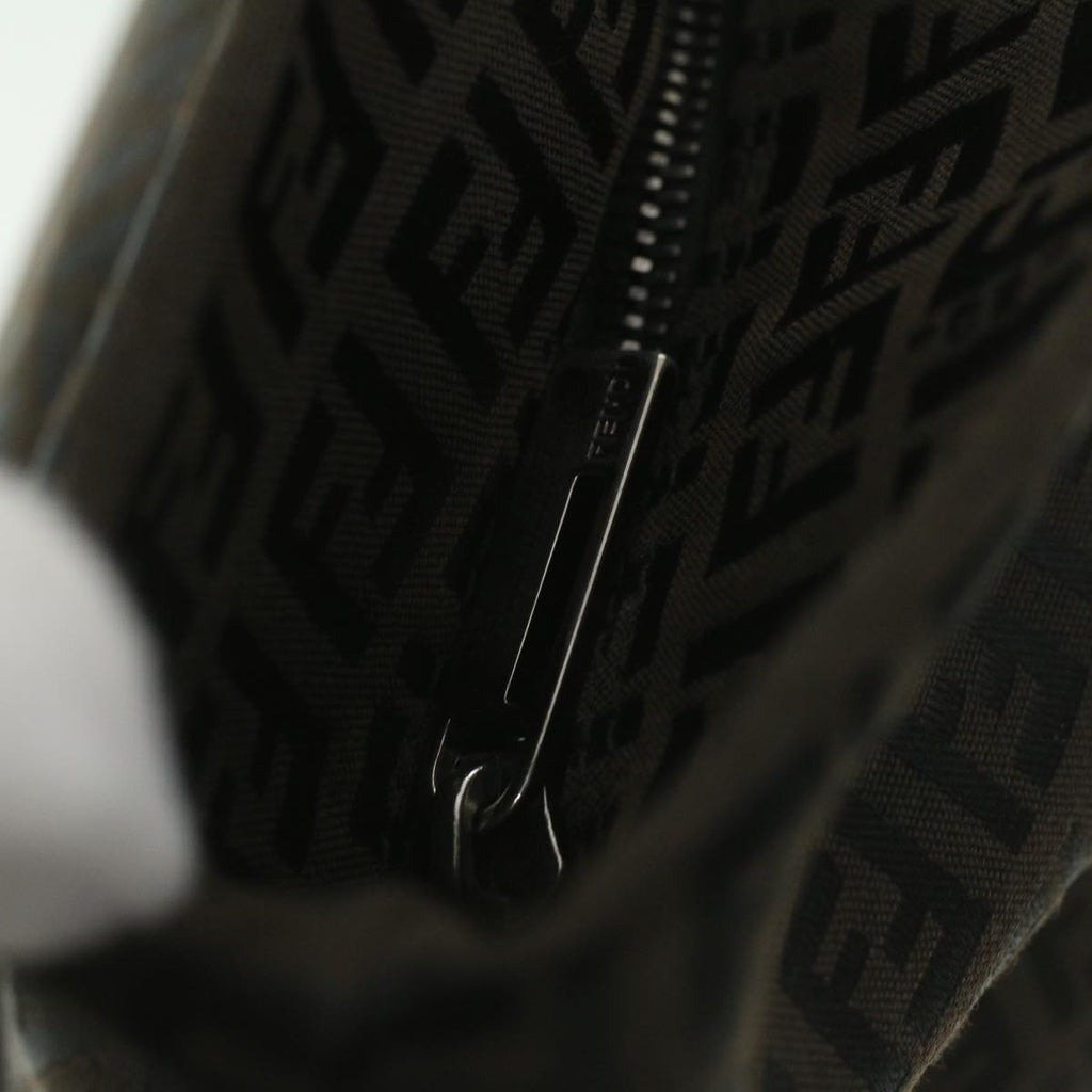 FENDI Zucchino Canvas Tote Bag Dark Brown  am3762