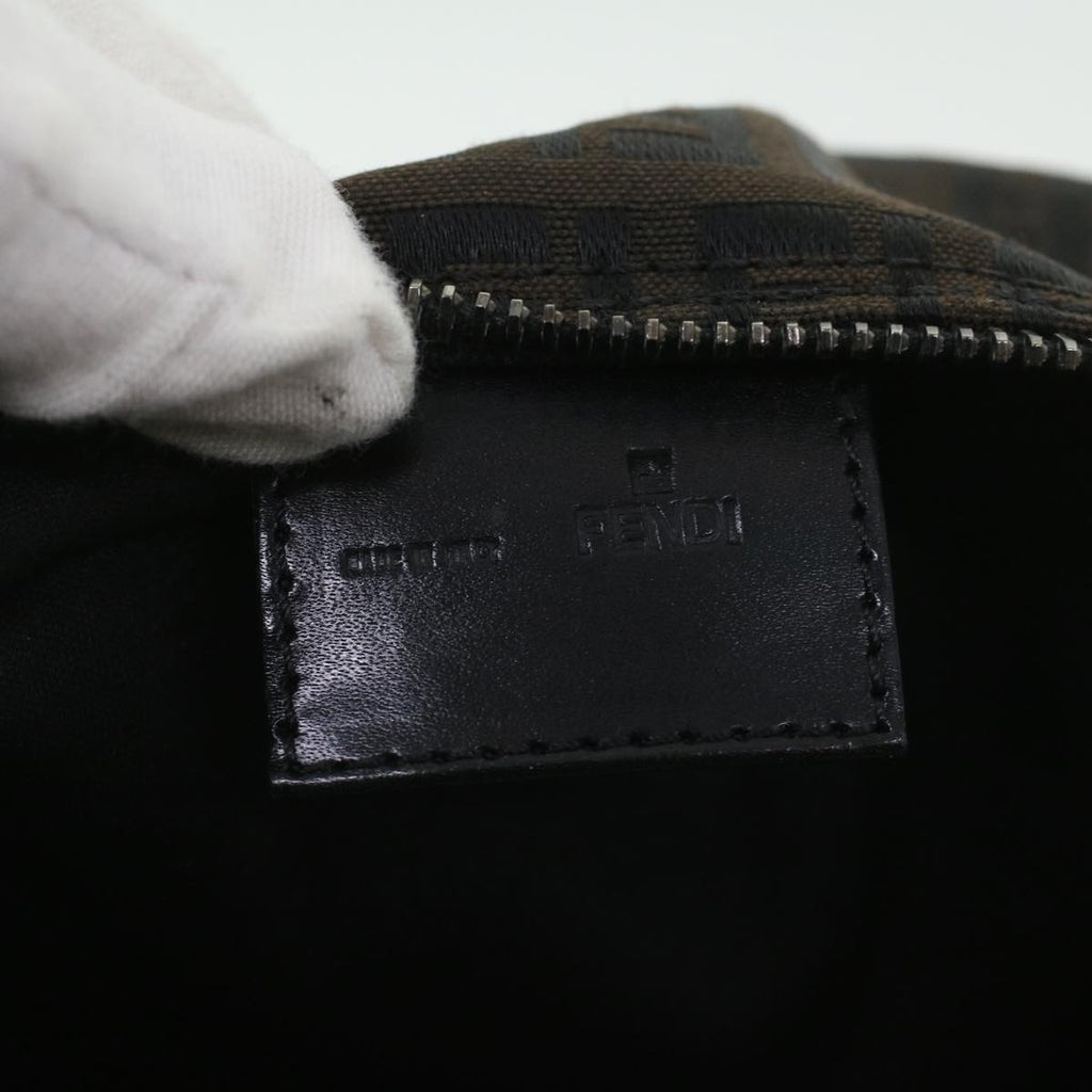FENDI Zucchino Canvas Tote Bag Dark Brown  am3762