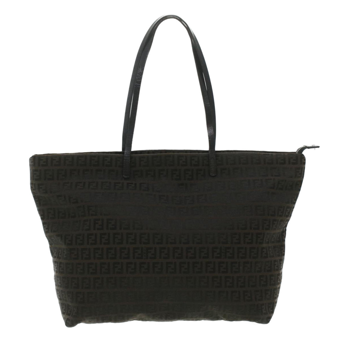 FENDI Zucchino Canvas Tote Bag Dark Brown  am3762