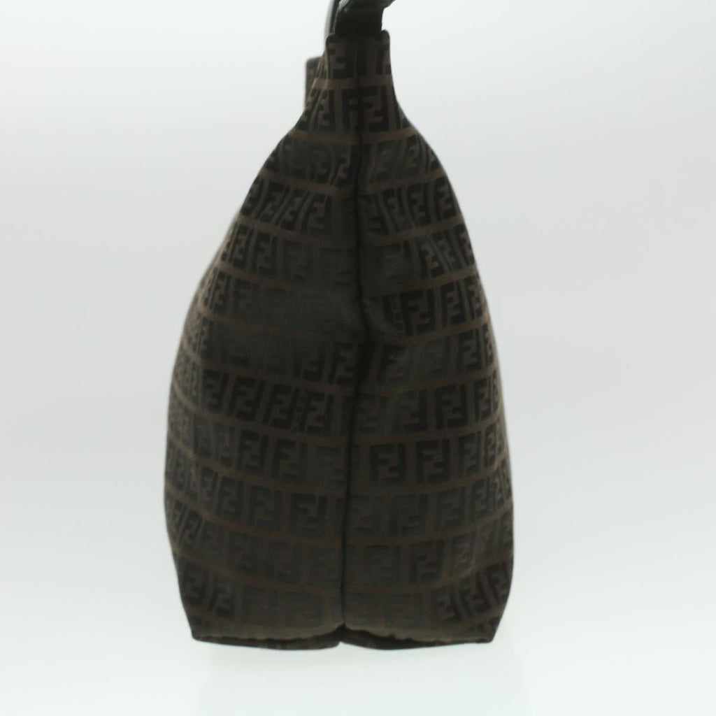 FENDI Zucchino Canvas Tote Bag Dark Brown Auth am3762