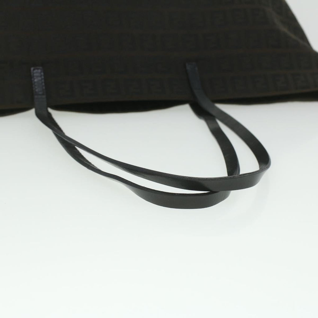 FENDI Zucchino Canvas Tote Bag Dark Brown Auth am3762