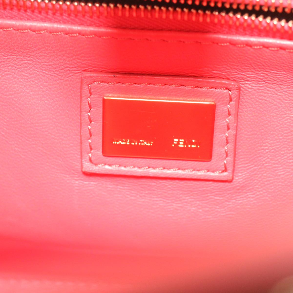 FENDI micro picaboo Hand Bag Leather 2way Orange  am3883