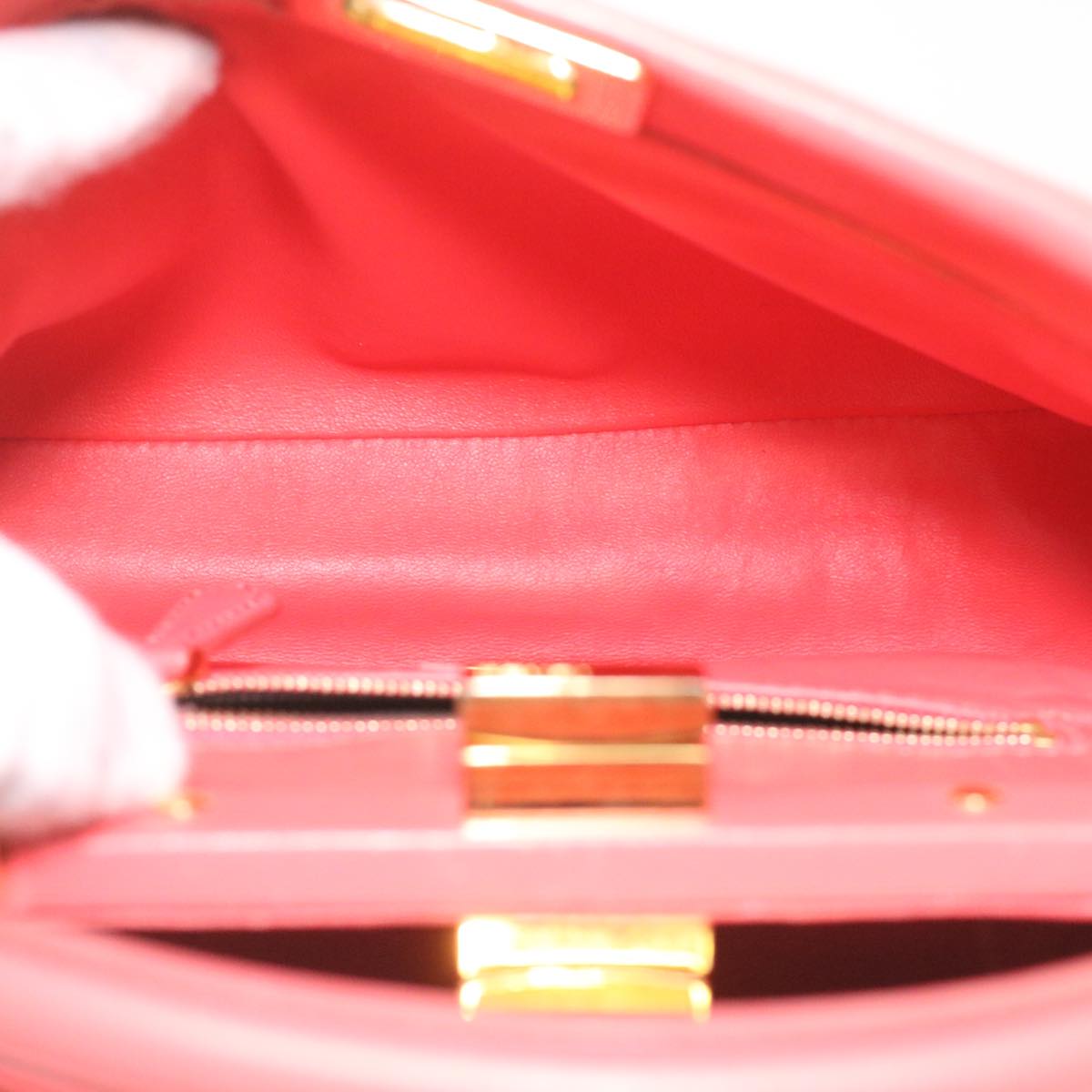 FENDI micro picaboo Hand Bag Leather 2way Orange  am3883