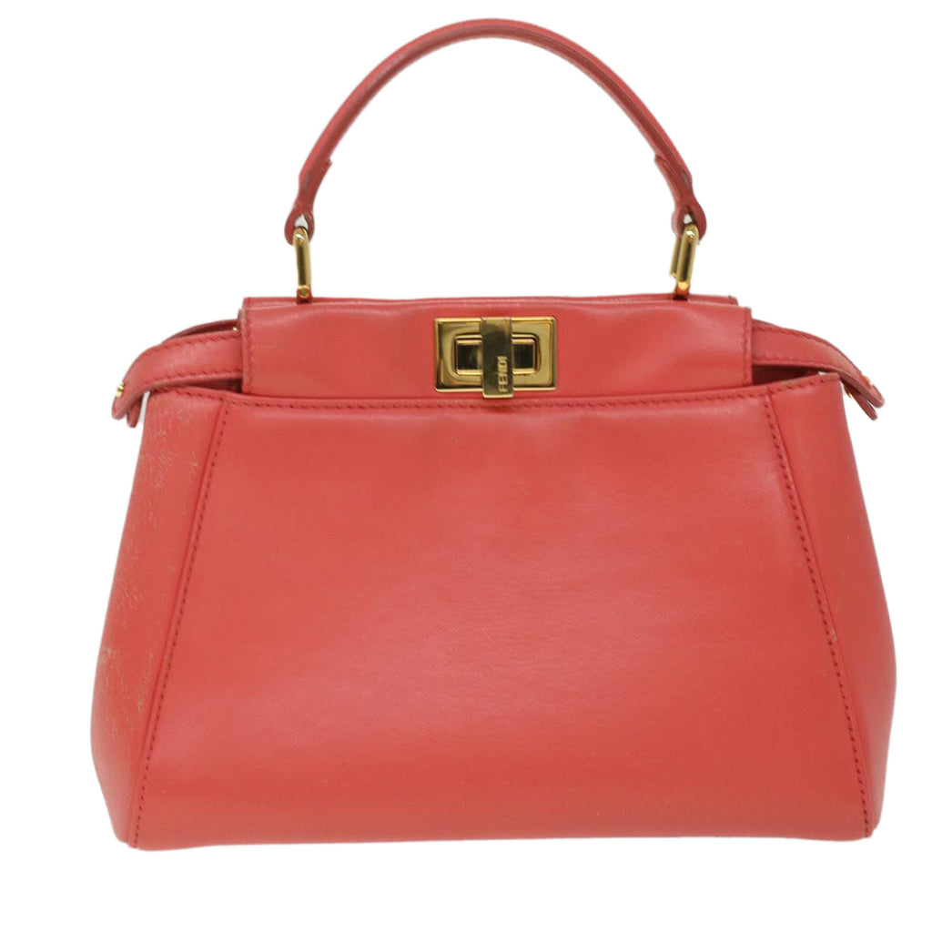 FENDI micro picaboo Hand Bag Leather 2way Orange  am3883