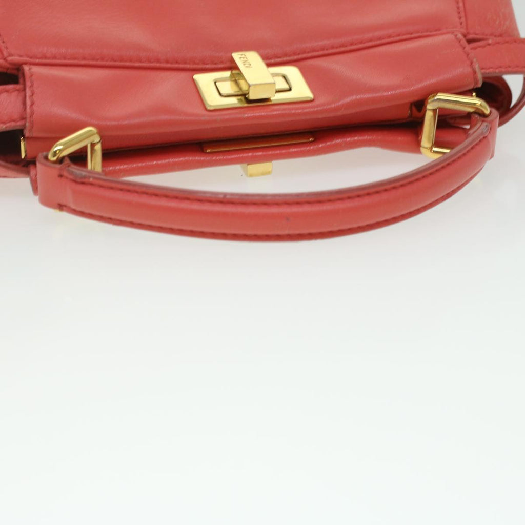 FENDI micro picaboo Hand Bag Leather 2way Orange  am3883