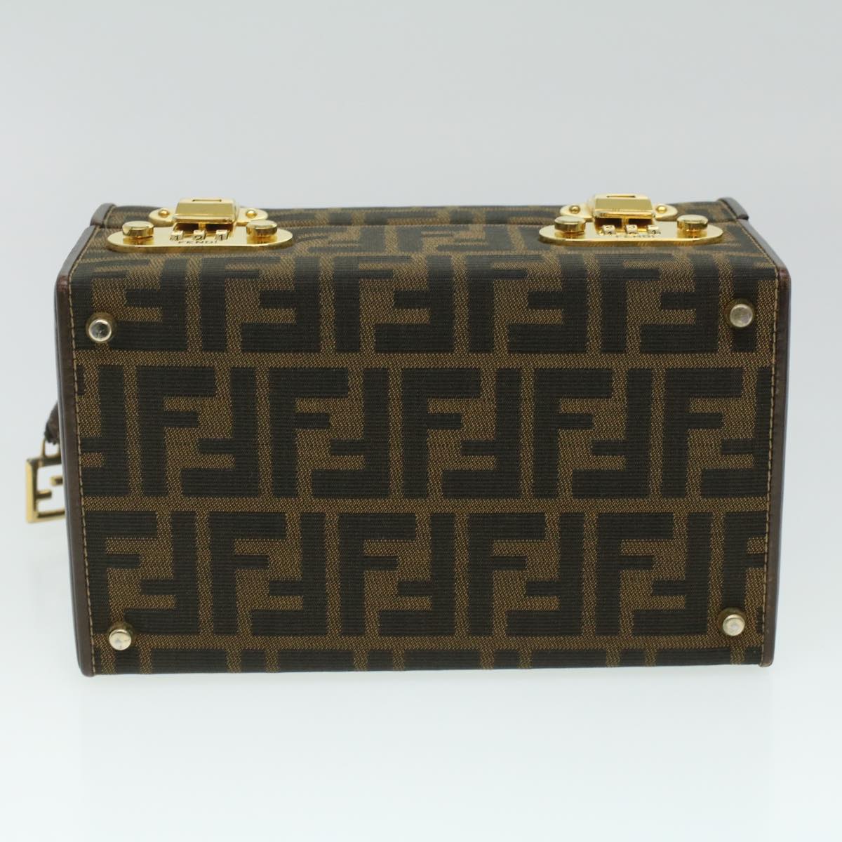 FENDI Zucca Canvas Hand Bag 2way Brown Black  am3888A