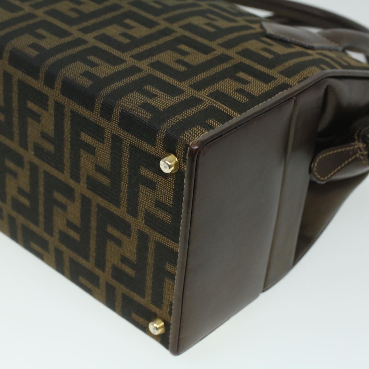 FENDI Zucca Canvas Hand Bag 2way Brown Black  am3888A