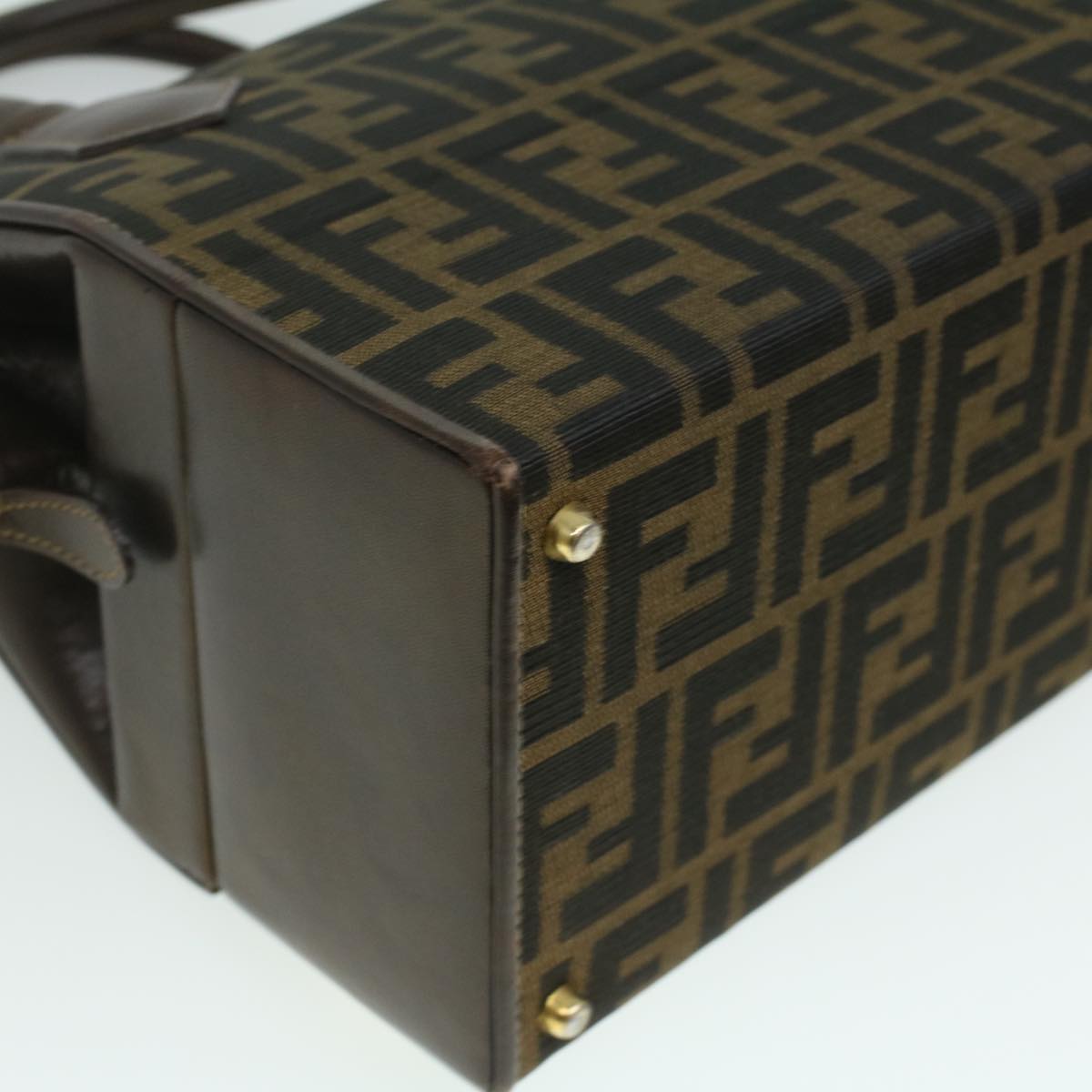 FENDI Zucca Canvas Hand Bag 2way Brown Black Auth am3888A