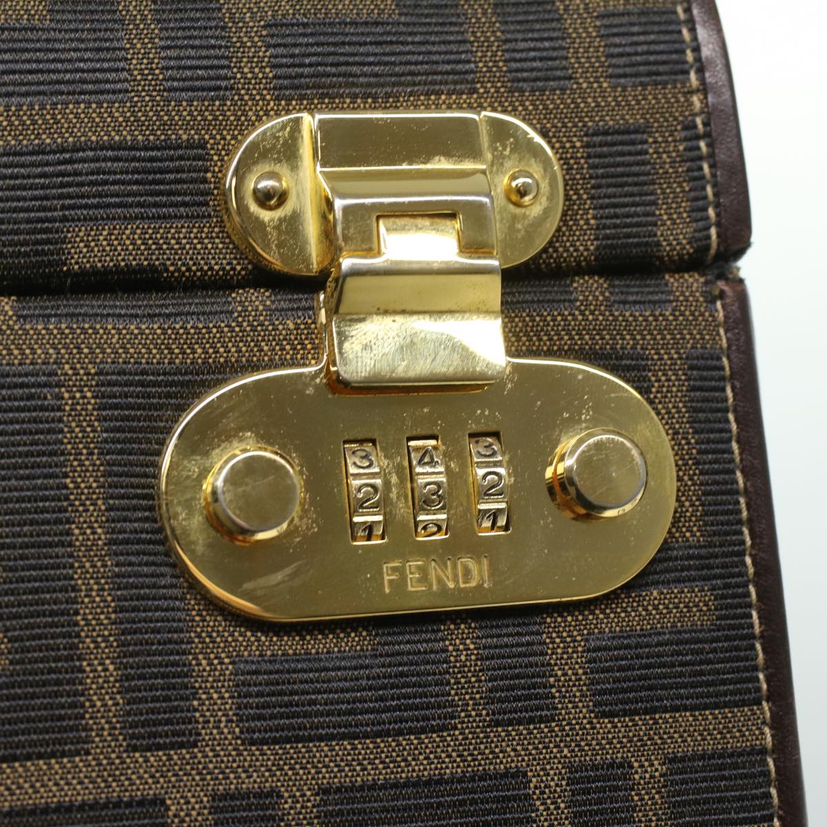 FENDI Zucca Canvas Hand Bag 2way Brown Black  am3888A