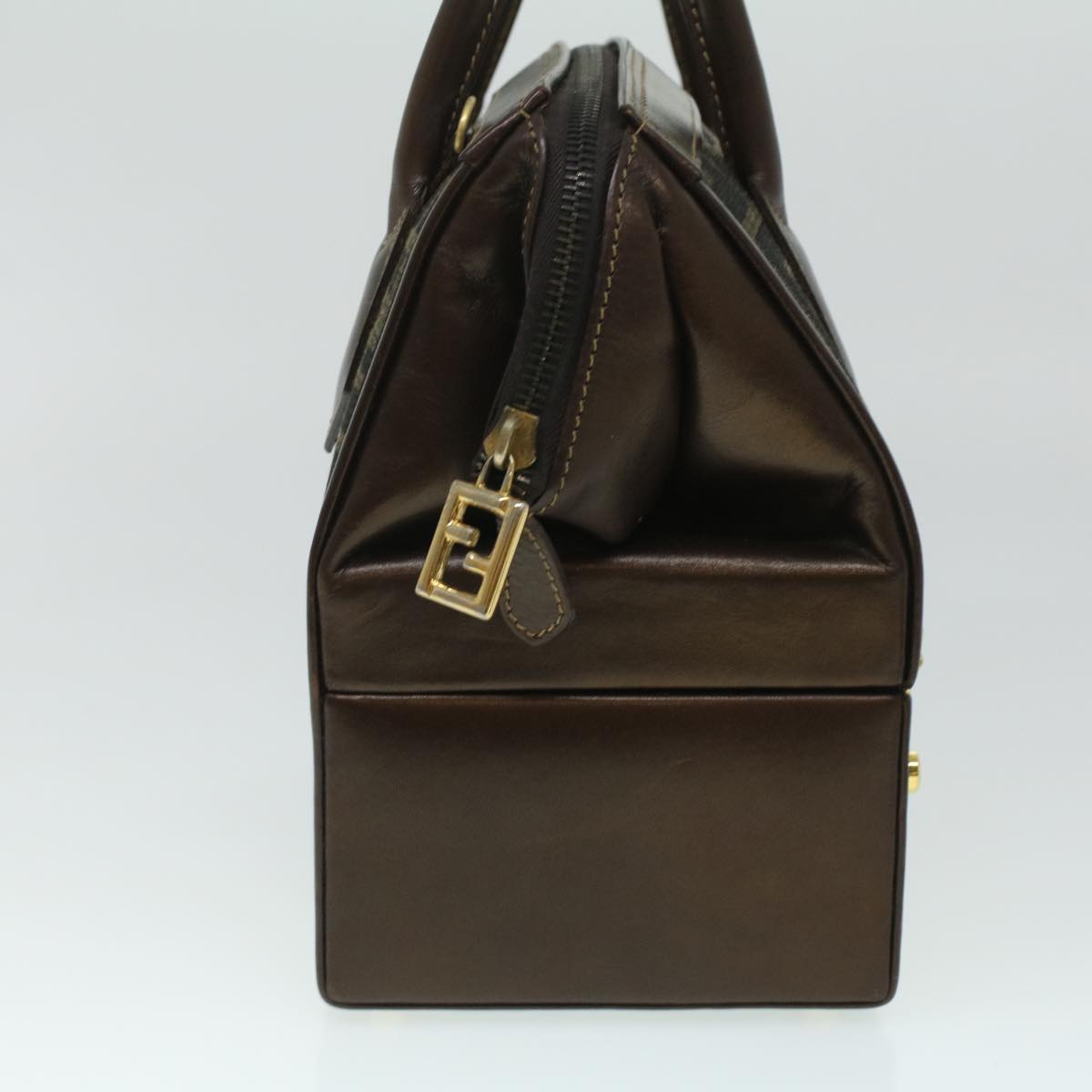 FENDI Zucca Canvas Hand Bag 2way Brown Black  am3888A