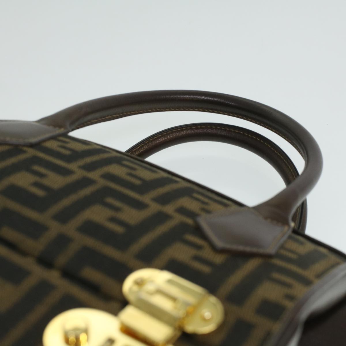 FENDI Zucca Canvas Hand Bag 2way Brown Black Auth am3888A