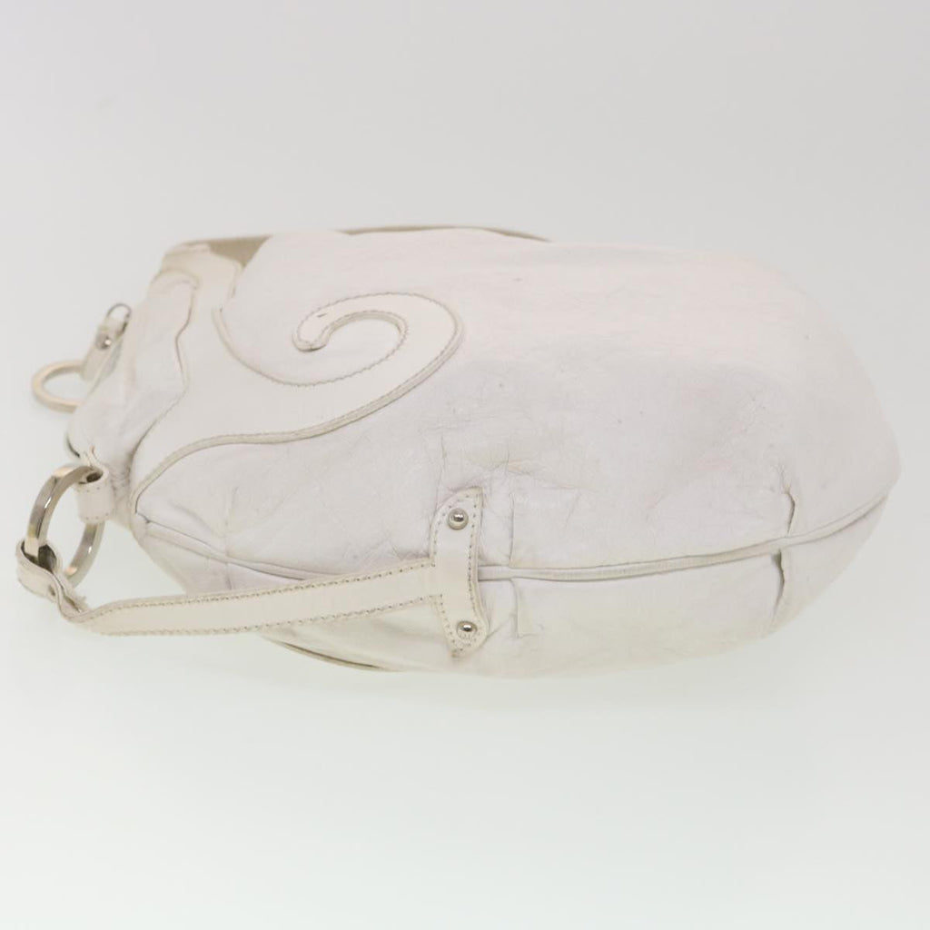 FENDI Shoulder Bag Leather White Auth am4051