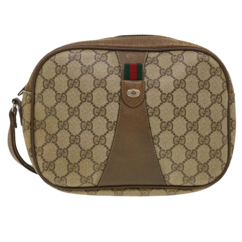 GUCCI GG Canvas Web Sherry Line Clutch Bag Beige Red Green  am4114