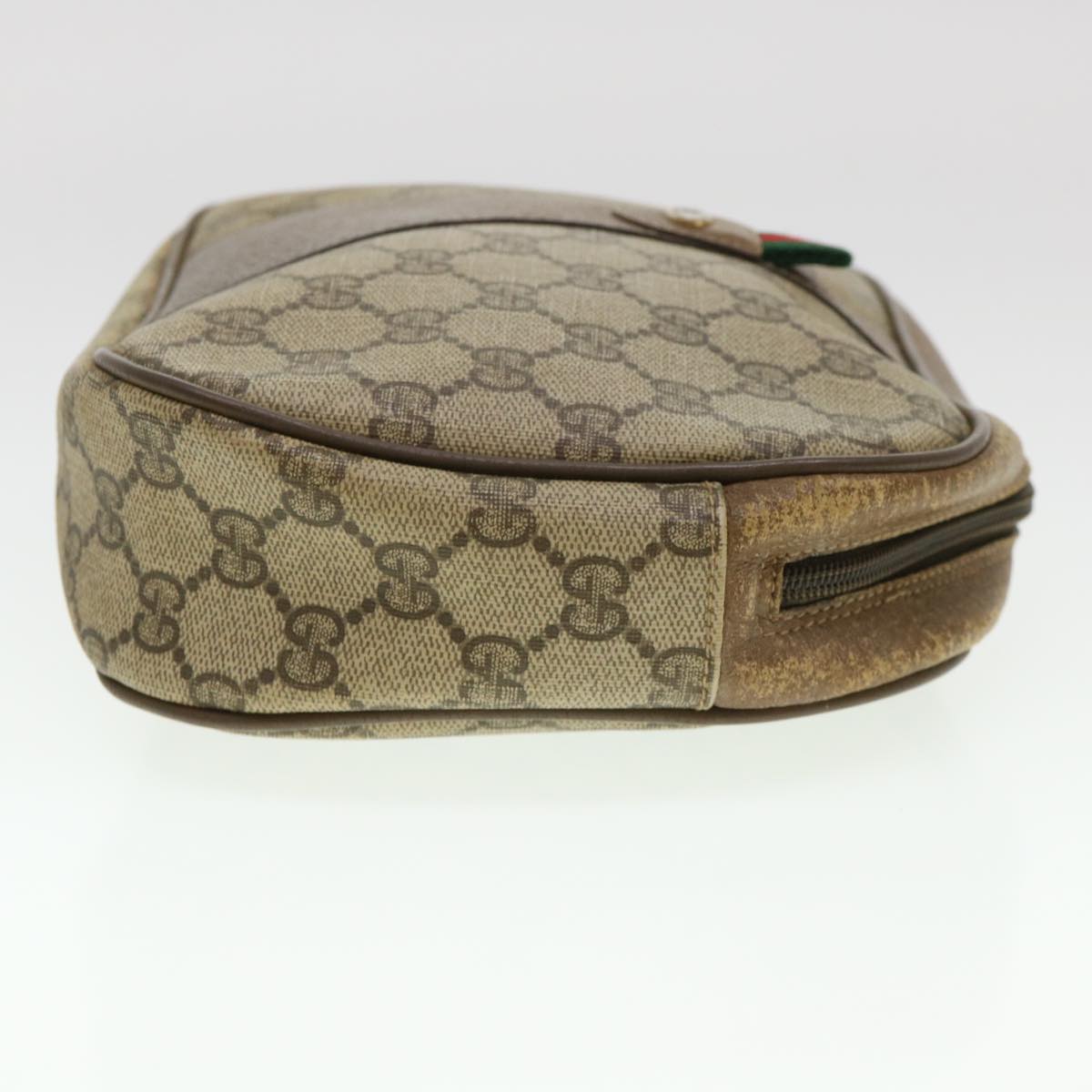 GUCCI GG Canvas Web Sherry Line Clutch Bag Beige Red Green  am4114