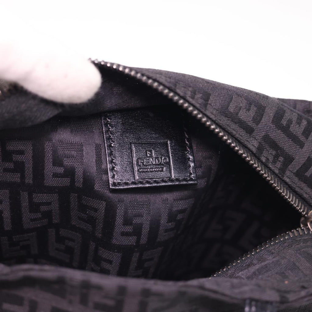 FENDI Zucchino Canvas Hand Bag Black  am4149