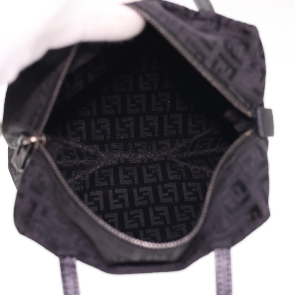 FENDI Zucchino Canvas Hand Bag Black  am4149