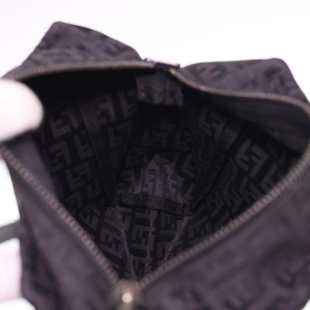 FENDI Zucchino Canvas Hand Bag Black  am4149