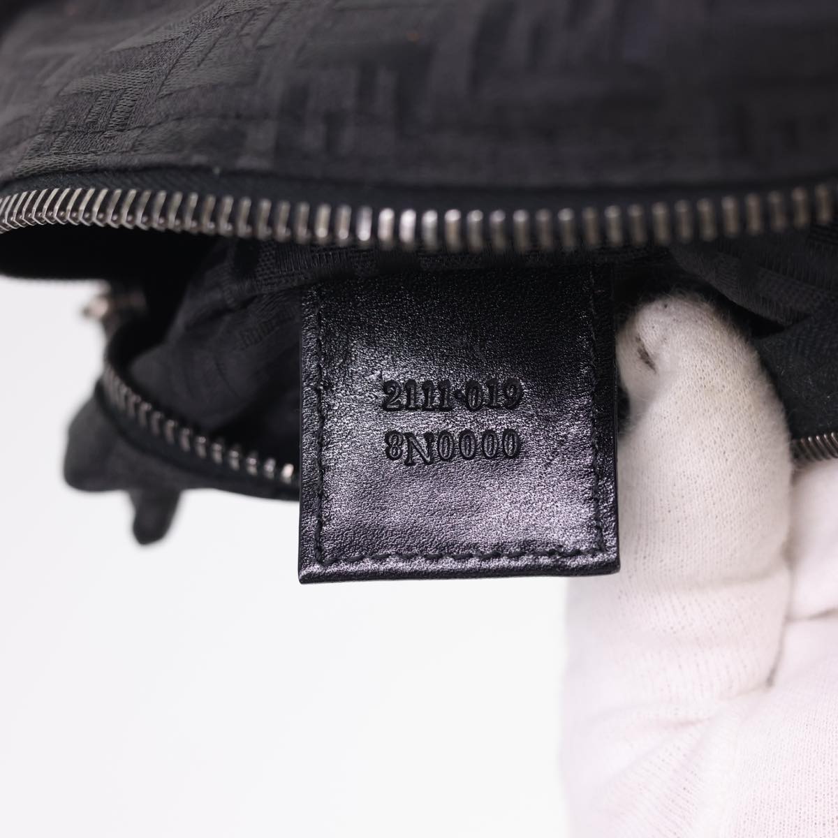 FENDI Zucchino Canvas Hand Bag Black  am4149