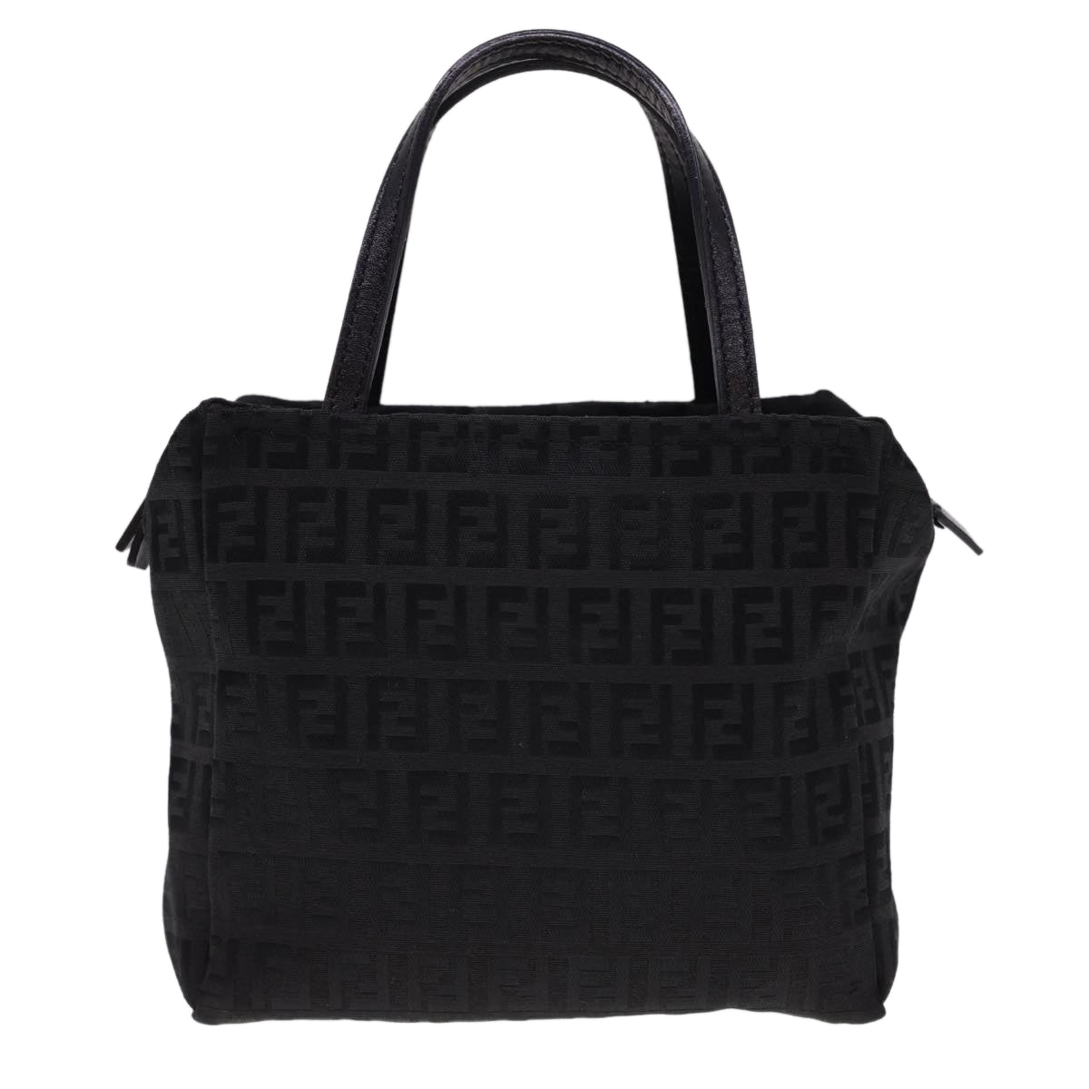 FENDI Zucchino Canvas Hand Bag Black  am4149