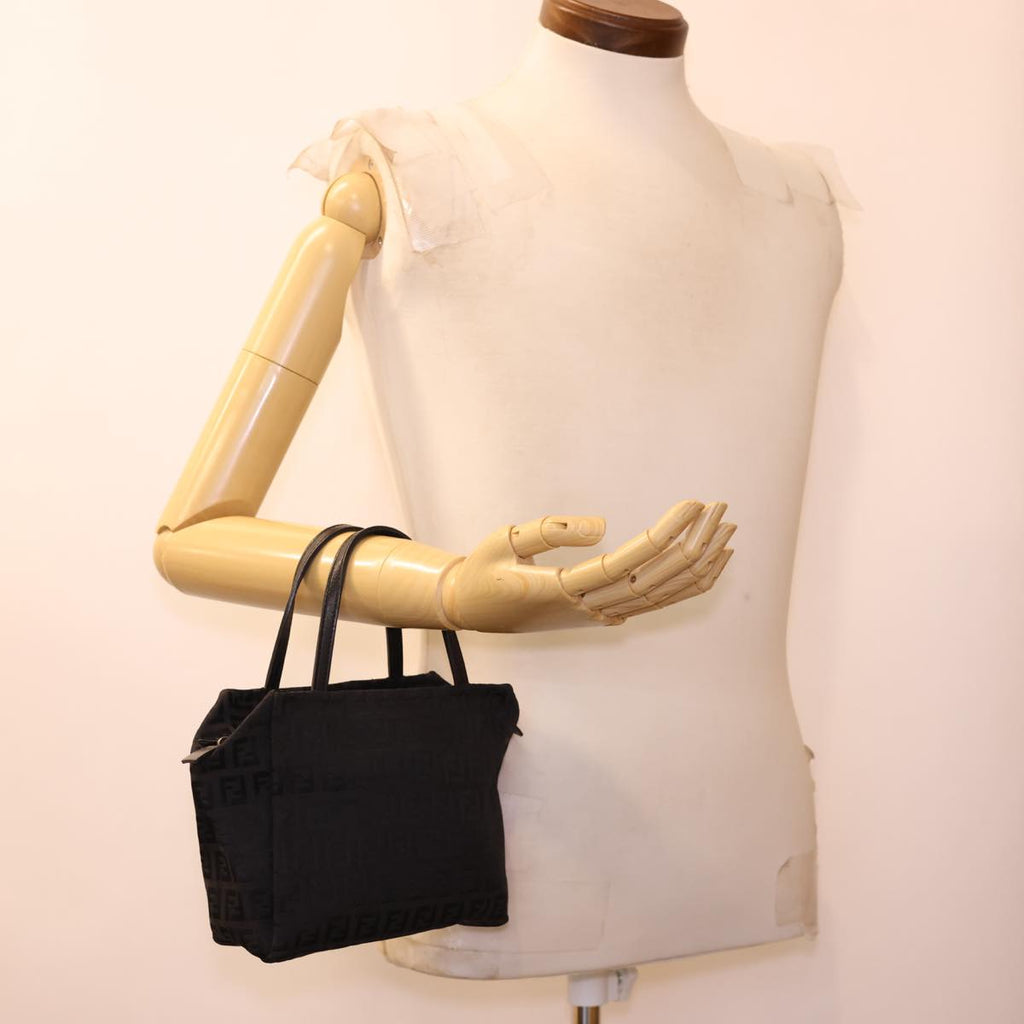 FENDI Zucchino Canvas Hand Bag Black  am4149