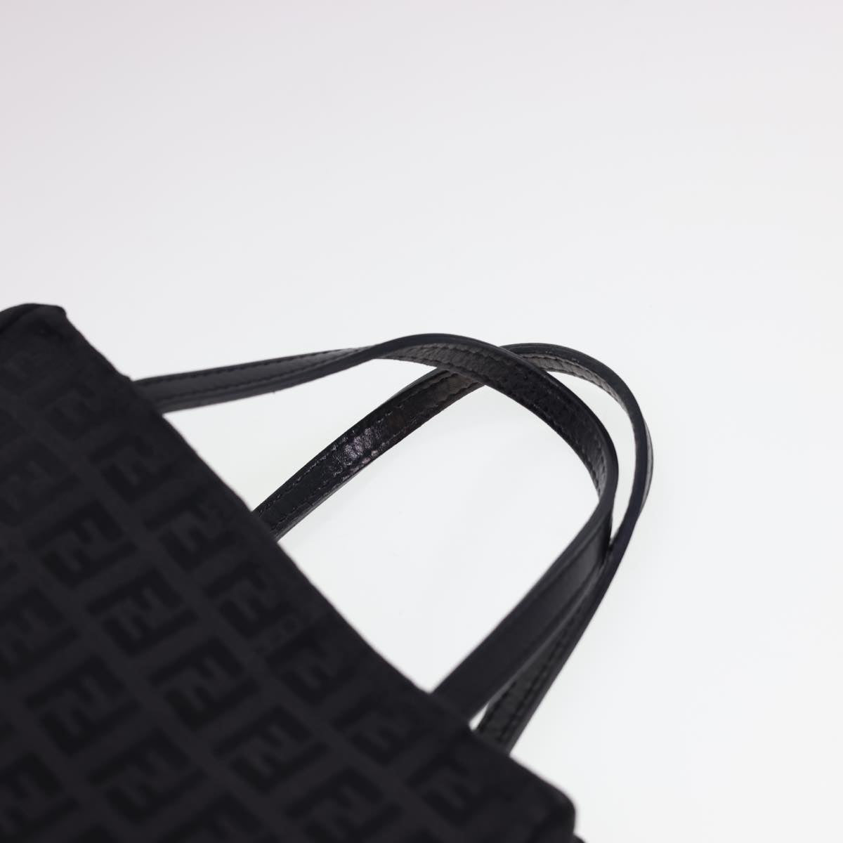 FENDI Zucchino Canvas Hand Bag Black Auth am4149