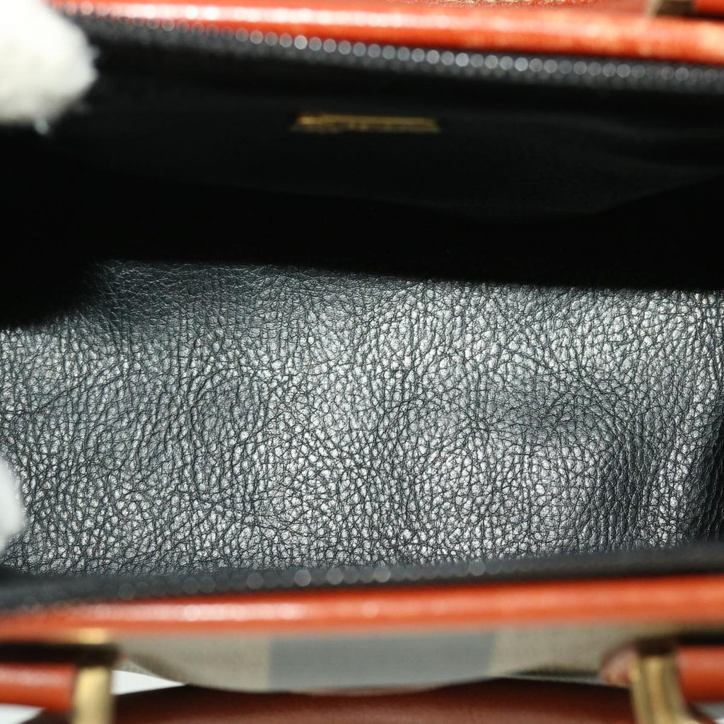 FENDI Pecan Canvas Mini Hand Bag Brown Black  am4474