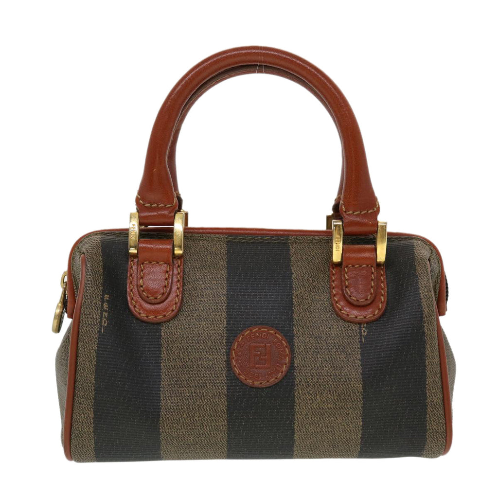FENDI Pecan Canvas Mini Hand Bag Brown Black  am4474