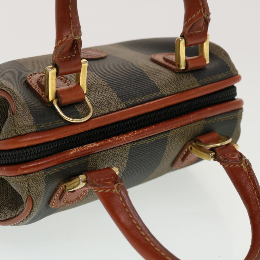 FENDI Pecan Canvas Mini Hand Bag Brown Black  am4474