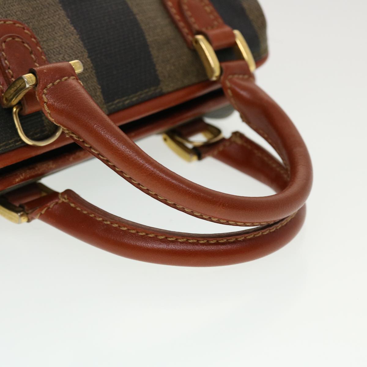 FENDI Pecan Canvas Mini Hand Bag Brown Black  am4474