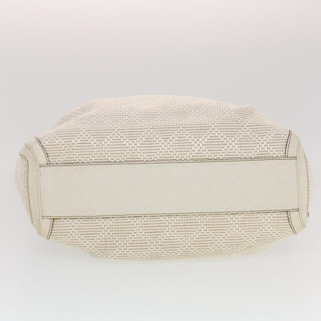 GUCCI Diamante GG Canvas Hand Bag Leather White 211944  am4493