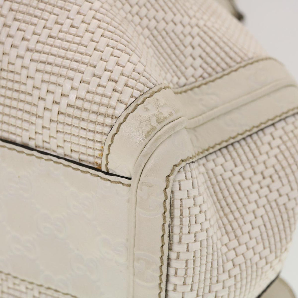 GUCCI Diamante GG Canvas Hand Bag Leather White 211944  am4493