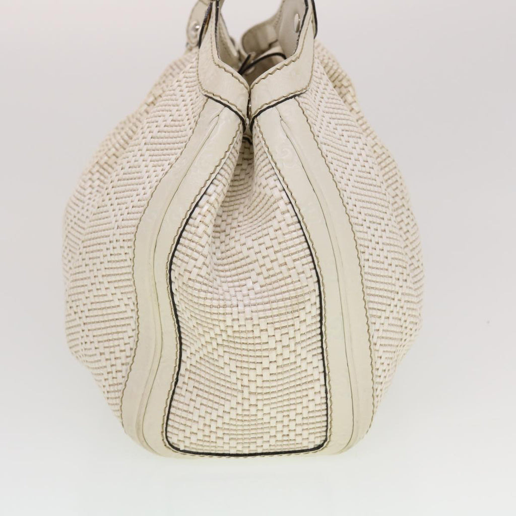 GUCCI Diamante GG Canvas Hand Bag Leather White 211944  am4493