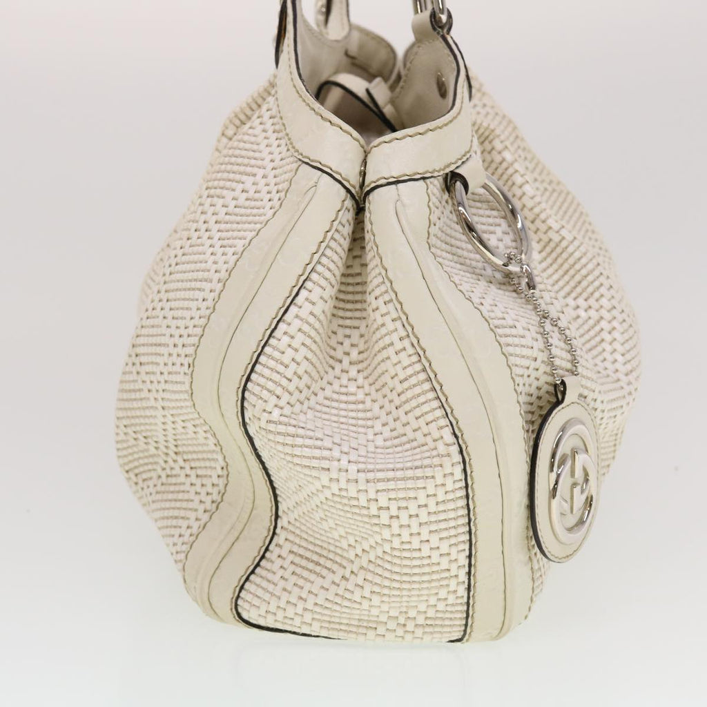 GUCCI Diamante GG Canvas Hand Bag Leather White 211944  am4493