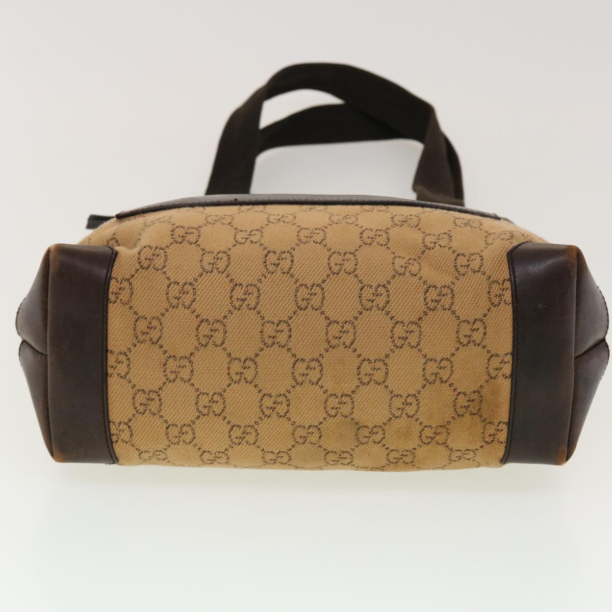 GUCCI GG Canvas Tote Bag Leather Beige 28893  am4545