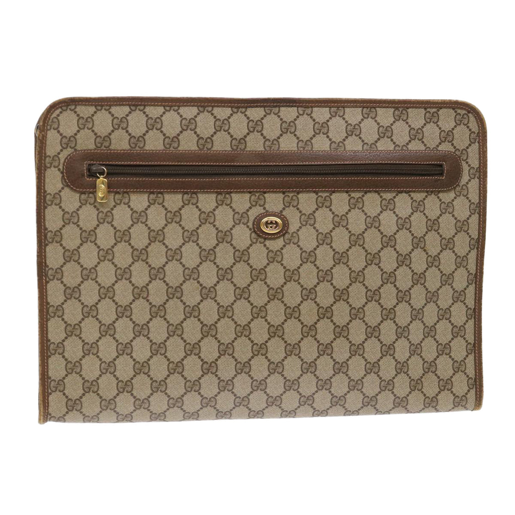 GUCCI GG Canvas Clutch Bag PVC Leather Beige 89.20.004  am4697