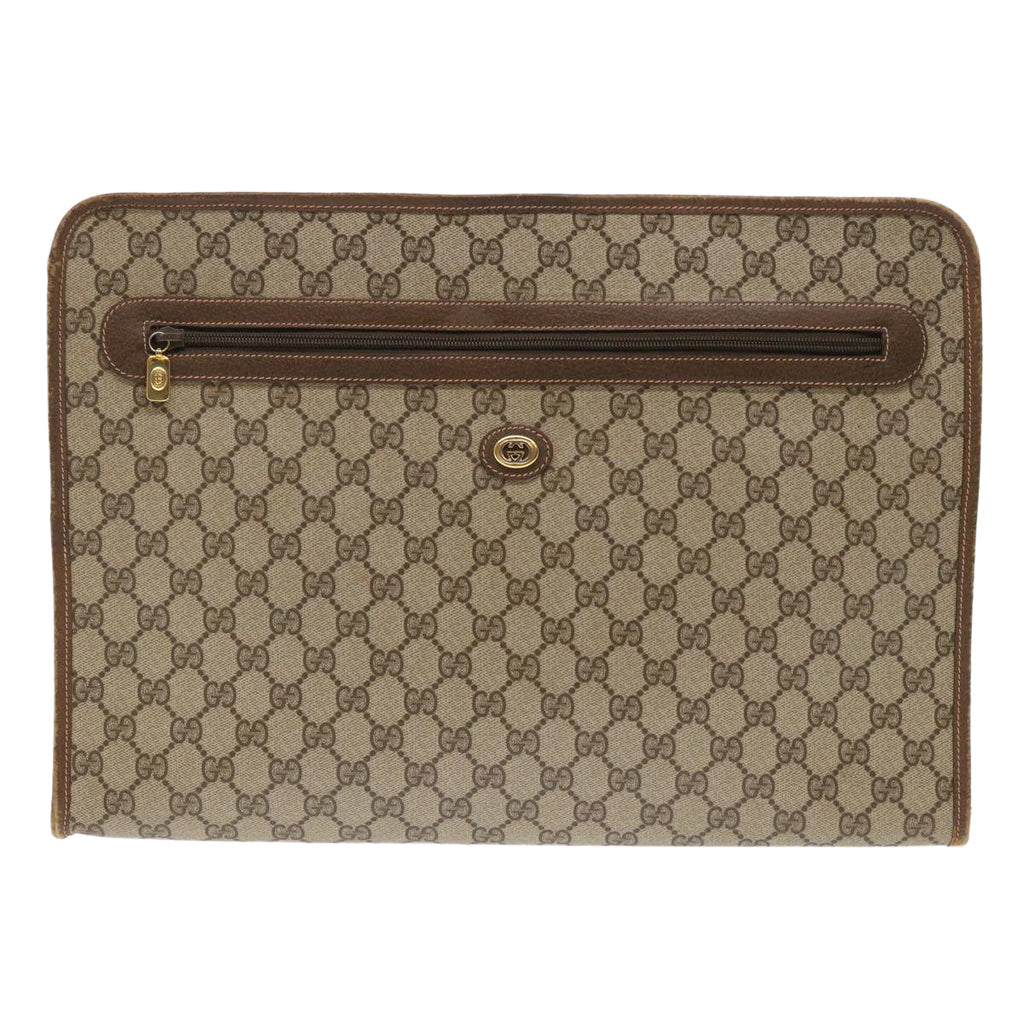 GUCCI GG Canvas Clutch Bag PVC Leather Beige 89.20.004  am4697