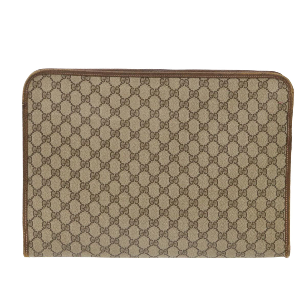 GUCCI GG Canvas Clutch Bag PVC Leather Beige 89.20.004  am4697
