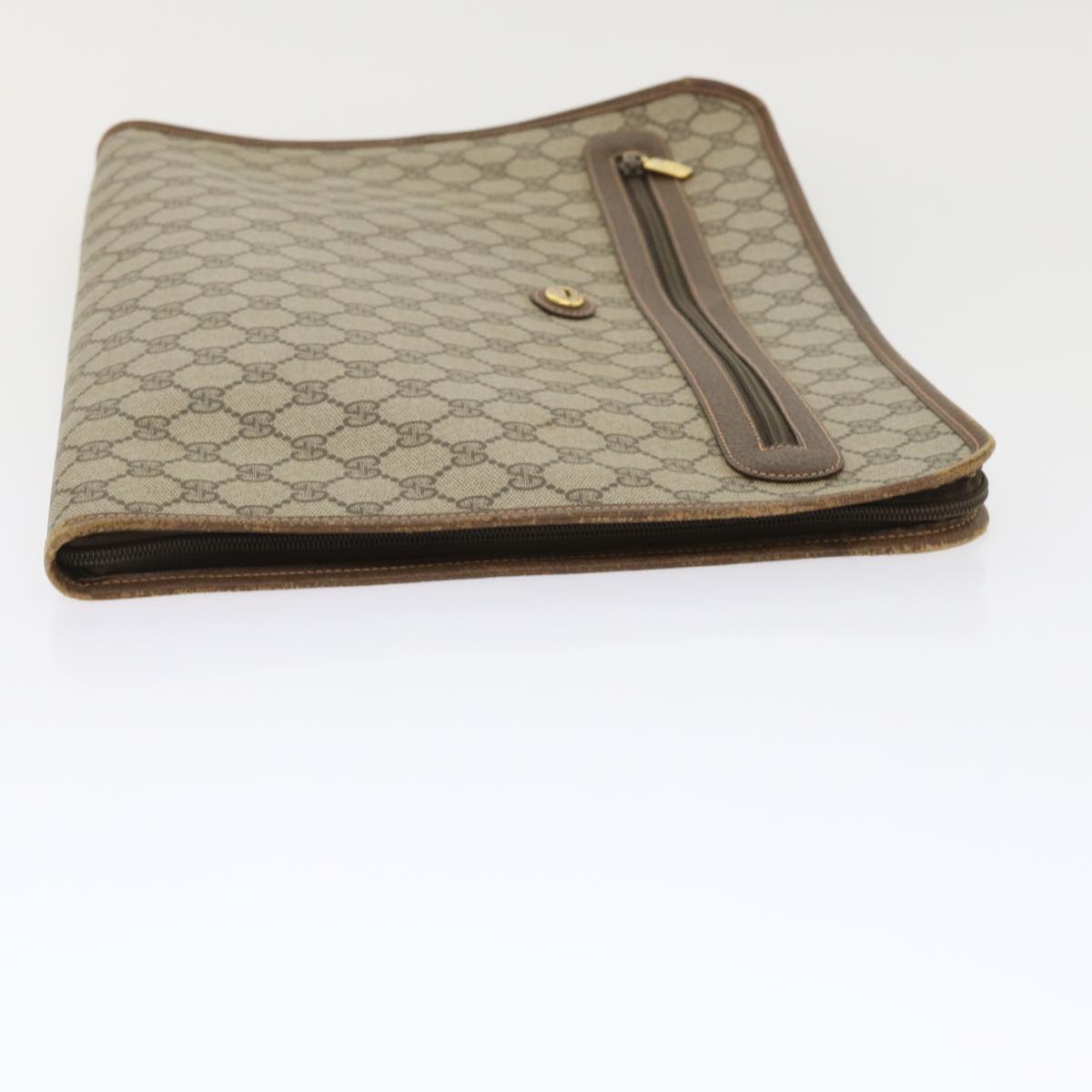 GUCCI GG Canvas Clutch Bag PVC Leather Beige 89.20.004  am4697