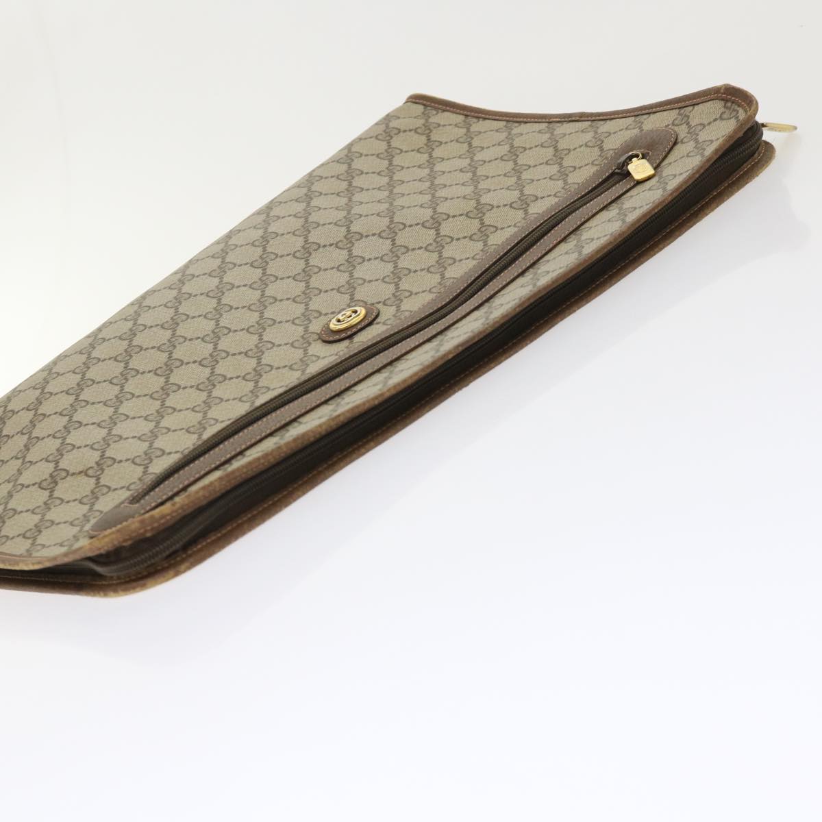 GUCCI GG Canvas Clutch Bag PVC Leather Beige 89.20.004  am4697