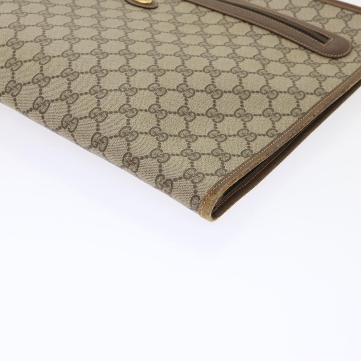 GUCCI GG Canvas Clutch Bag PVC Leather Beige 89.20.004  am4697