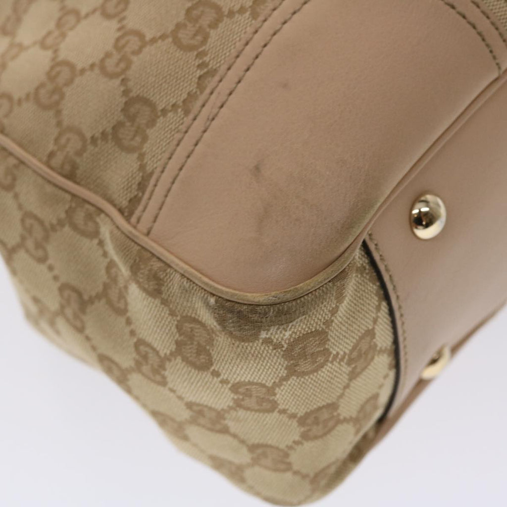 GUCCI GG Canvas Tote Bag Leather Beige 163805  am4729