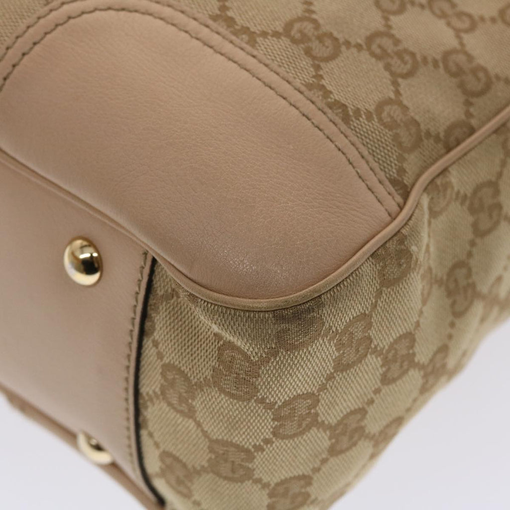 GUCCI GG Canvas Tote Bag Leather Beige 163805  am4729
