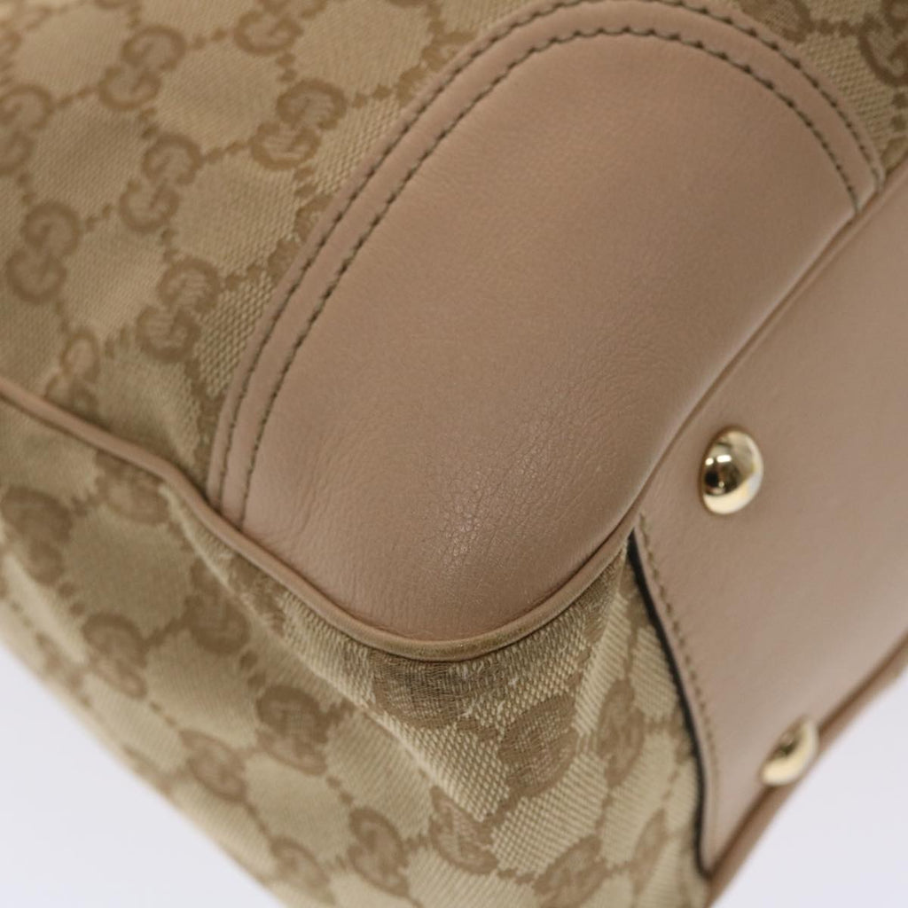 GUCCI GG Canvas Tote Bag Leather Beige 163805  am4729