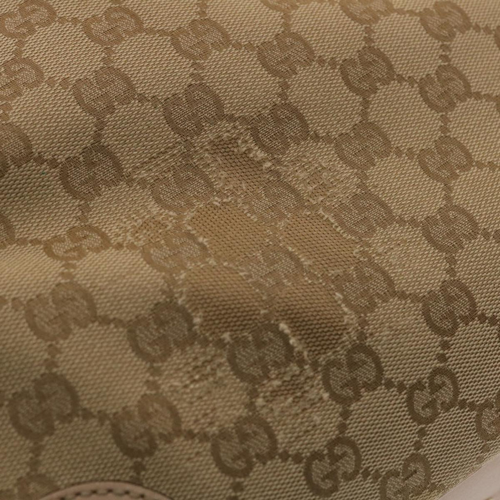 GUCCI GG Canvas Tote Bag Leather Beige 163805  am4729