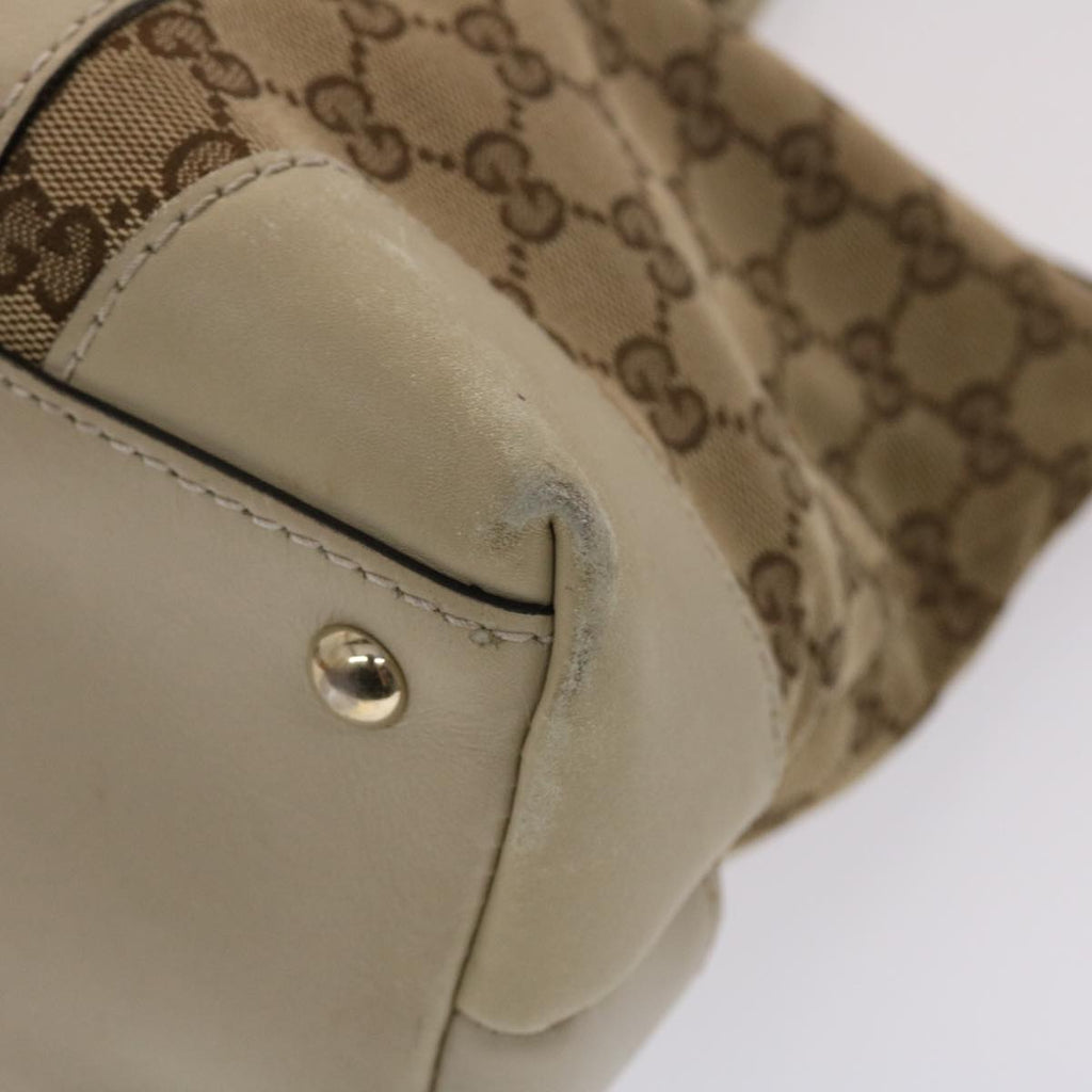 GUCCI GG Canvas Tote Bag Leather Beige 257069  am4730